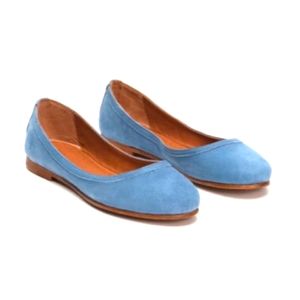 FRYE Carson Ballet Flats Suede Aqua Leather Sole 8